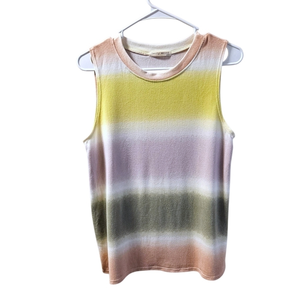 Womens Tank Top M Rainbow Ombre Popsicle Stripes Summer Soft